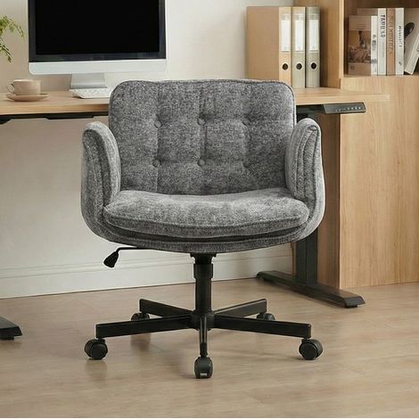 Drehbarer Bürostuhl, höhenverstellbar, klappbare Armlehnen, Dunkelgrau OKMYHOME (1/5)