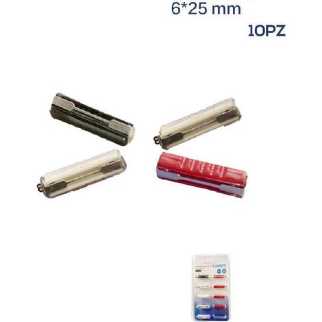 TRADE SHOP - Kit 10 Pz Fusibili Bilama Auto Moto Scooter 6x25mm 5a/8a/16a/20a/25a/30a Xc-1316 - (1/2)