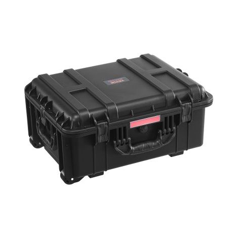 Estuche Rígido Impermeable de 573 x 450 x 277 mm con Ruedas Giratorias y Manija Retráctil, Estuche Protector Impermeable IP67 con 4 Clips, 4 Orificios para Candado y Espuma Insertada, Negro (1/5)
