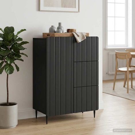 vidaXL Sideboard with Drawer Black 66 x 34.5 x 91.5 cm Engineered Wood (1/5)