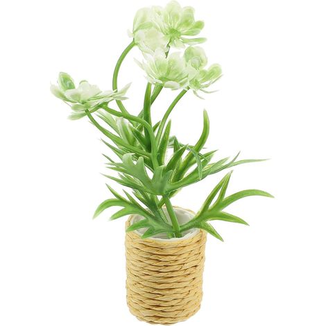 Accessories for Mini Houses: Miniature White Plastic Plants, Realistic Artificial Bonsai Decor, for Micro Landscapes and Small Gardens (1/5)