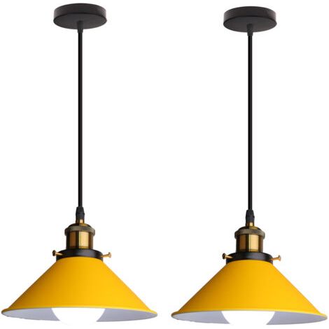 royaluxe- (2PCS) Lampe À Suspension Rétro Lustre Vintage Jaune Ø22CM Plafonnier Industriel Lampes Suspendues Modernes Pour Restaurant Loft Cuisine Café E27 (1/5)