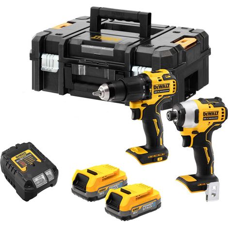 DeWALT DCK2062E2T 18V XR Brushless Twin PowerStack Kit - 2x 1.7Ah Powerstack Batteries, Charger & Tstak II Case (1/3)