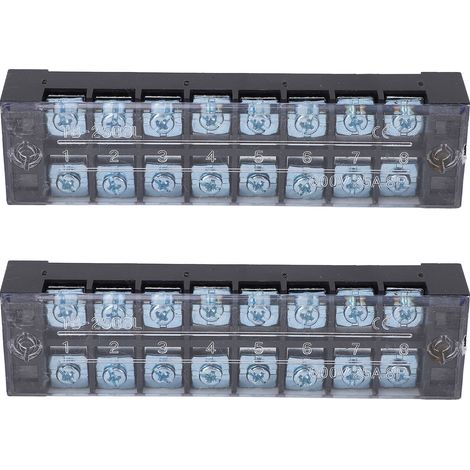 2PCS Bornier à Vis Double Rangée Fixe Haute Intensité avec Couvercle 600V 25A 8 Positions (2508) (1/5)