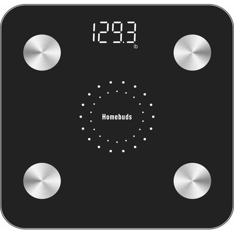 Homebuds Balance Pese Personne, Balance Connectée Bluetooth Pèse Personne Impédancemètre Depuis 2001, Balance Impedancemetre avec BMI/Graisse Corporelle/Masse Osseuse/BMR/Muscle/Eau, 180kg, Noir (1/5)
