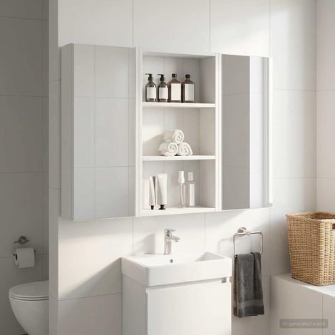 vidaXL Armadio da bagno a muro con lo scaffale Bianco 40 x 14 x