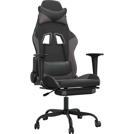 Maison Exclusive - Sedia da Gaming con Poggiapiedi Nero e Grigio in Similpelle (1/5)