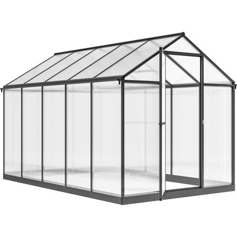 303 x 183 x 195 cm transparent Serre jardin aluminium polycarbonate. fenêtres supérieures (1/5)