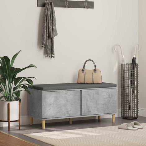 Flurbank mit Kissen mit Speicher Betongrau 100 x 38 x 46 cm