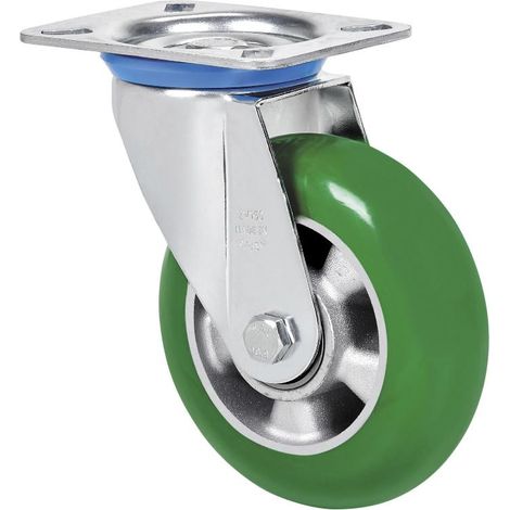 rueda giratora placa 10zv160-auagb aluminio-poliur.verde eje bolas balona (1/2)