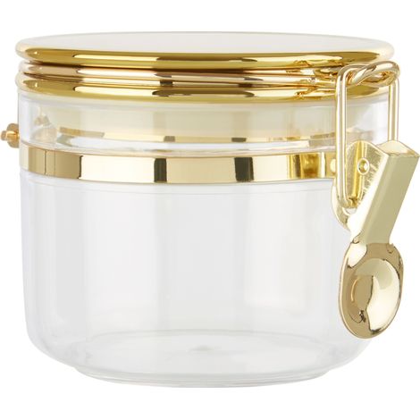 Premier Housewares Clear Sugar Canister Stainless Steel Airtight Jar Round Lid With Lock Mechanism / Small Round Kitchen Storage Jars Canister For Sugar Coffee Tea 10 x 9 x 13 (1/5)