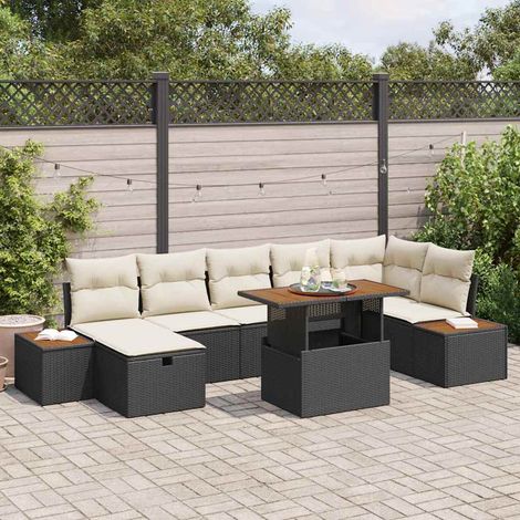 Teenpull – Gartensofa-set 8 Stk. Schwarz Poly-Rattan (1/5)