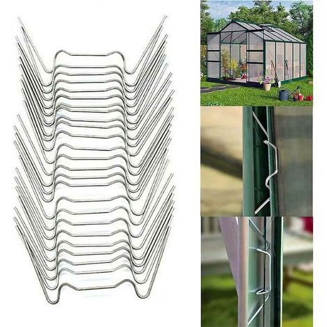 50 Clips de fixation, Acier inoxydable, Résistant à la corrosion, Pour panneaux alvéolaires, Entretien du jardin (1/4)