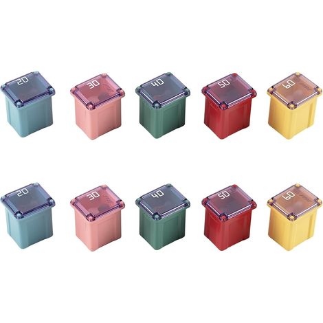 10pcs 20A 30A 40A 50A 60A Low Profile Fuse Blocks for Cars, Mini Car Fuses Square Shape Low Profile, for Cars, SUV, Caravans, Trucks, Electrical Systems (1/5)