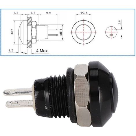 Interrupteur à bouton-poussoir momentané, mini-interrupteur étanche 1 A 24 V, adapté aux trous de montage (1/4)
