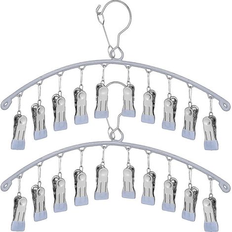 Lot de 2 cintres pour chapeaux, séchoirs à linge, cintres pour chaussettes, cintres pour vêtements, cintres polyvalents-41.00X20.00X3.00CM-Grey (1/3)