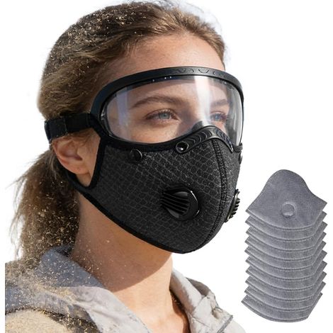Masque de protection anti-poussière, respirant, anti-buée et anti-UV Masque avec lunettes de protection ajustables pour le travail du bois, la construction et les déplacements domicile-travail (femme