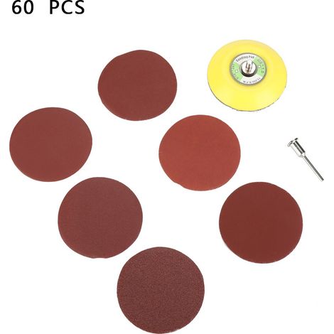 Ortviai Disques de ponçage ronds 2 pouces (50,8 mm) en carbure de silicium rouge – Lot de 60 + support adhésif (1/5)