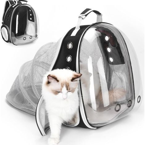 ZOLGINAH Sac à Dos Chat Chien.Sac Transport pour Chien Chat pour Petits Chats Chiens.Sac à Bulles pour Chat et Chien avec fenêtre Frontale Transparente et Dos Extensible,idéal pour Voyage (Black-1) (1/5)