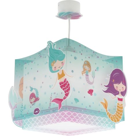 Lampe Suspension enfant Sirènes Mermaids, Luminaire suspendu pour chambre d'enfant, lustre chambre enfant, 63442, E27, Turquoise (1/5)