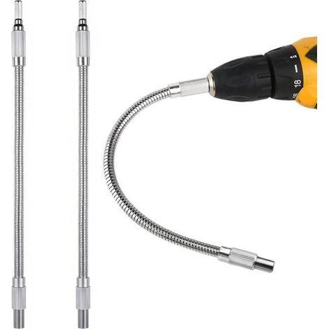 Lot de 2 tiges flexibles 6,35mm hexagonale, 300mm, Extension Perceuse/Tournevis, Adaptateur Angle Porte-embout Cuneary (1/5)