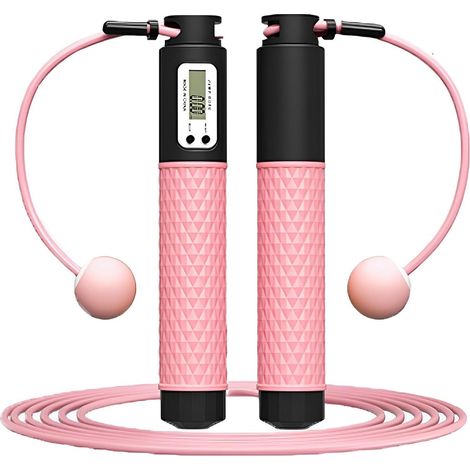 Corde à sauter avec compteur, écran LCD, corde réglable, poignée antidérapante et poids. (1/5)