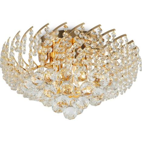 Karolina Halbbündige Deckenlampe Gold & Kristall, 6 Licht, E14 (1/5)