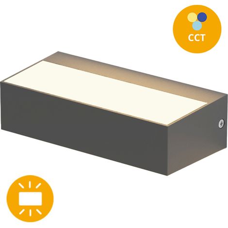 corvo lampada da parete ip65 9w led cct 3000/4000/6500k l.17,1xwd.4,6xh.8,3cm antracite