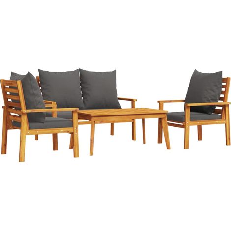 Maison Exclusive - 4-tlg. Garten-Lounge-Set mit Kissen Massivholz