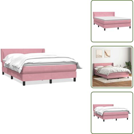 vidaXL Boxspringbett mit Matratze Rosa 140x220 cm Samt (1/5)