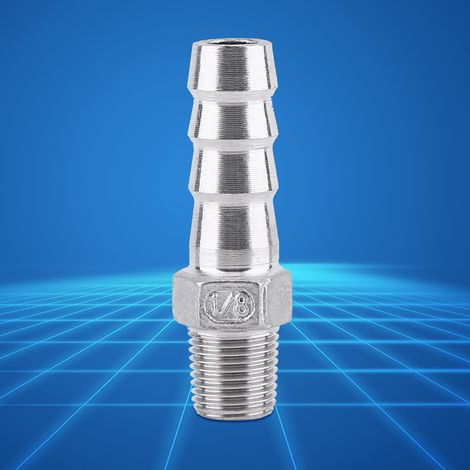 Raccord de tuyau mâle en acier inoxydable avec embout cannelé (1/8" x 10 mm) (1/3)
