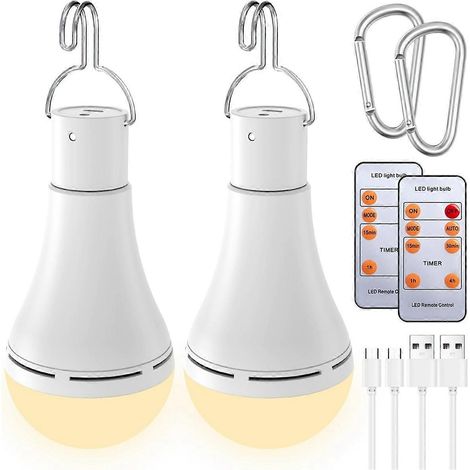 Ampoule rechargeable USB avec télécommande pour les pannes de courant à domicile, ampoule LED suspendue avec crochet pour (1/5)