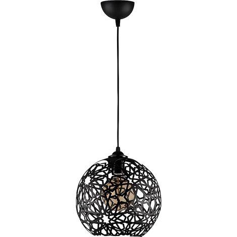 Lampadario cavi dall'altezza regolabile D. 25 x H. 39/119 cm in Metallo Nero - CELINDRA (1/5)
