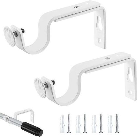 Support de Tringle à Rideau Réglable, 2Pcs ø2025mm Support Mural Réglable Support pour Tringle à Rideau en Métal avec Vis de Fixation Support de Rideau pour Les Bureaux Les Armoires De Chambre (1/5)