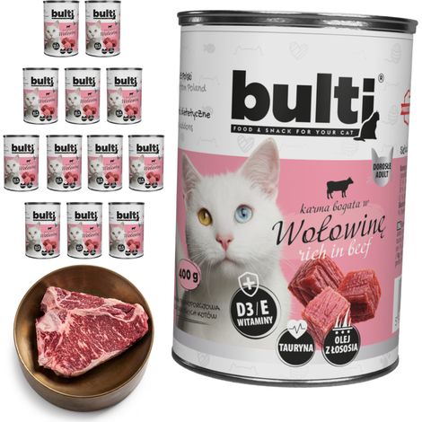 BULTI pâtée pour chat au bœuf, boîte de 12 x 400 g (1/3)
