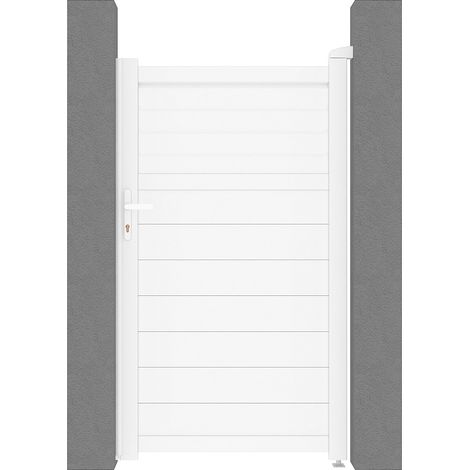 Cancello a battente L103 x H180 cm Alluminio a persiana Bianco - VIAZO
