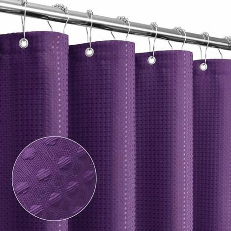 Petit rideau de douche, 36 x 72 pouces, tissu étroit à texture demi-gaufrée, imperméable, lavable en machine, violet. (1/5)