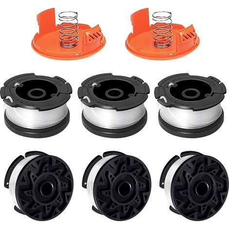 Bobine Fil Coupe Bordure Compatible avec Black+Decker A6481 A6485 AF-100 AF-100-3ZP,Convient pour ST5530-GB GLC3630L20-GB STC1820PC-GB BESTA530-GB BESTA525-GB(6 Bobine+2 Couvercle+2 Ressort) (1/5)
