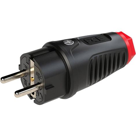 PCE Clavija eléctrica negra y roja 250 V 16 A IP54