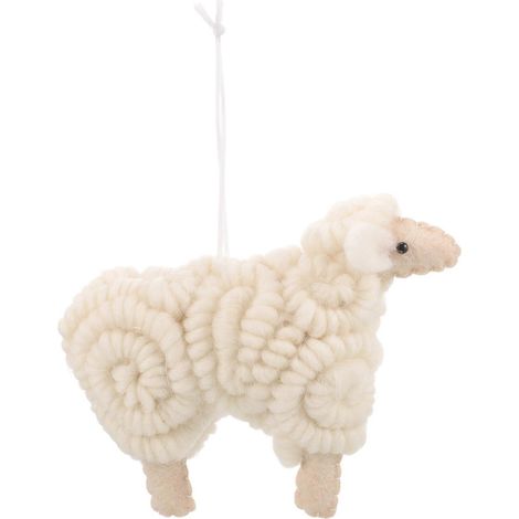 Mouton en feutre, décoration de Noël à suspendre au sapin, pour les fêtes et la maison-12x10cm-White