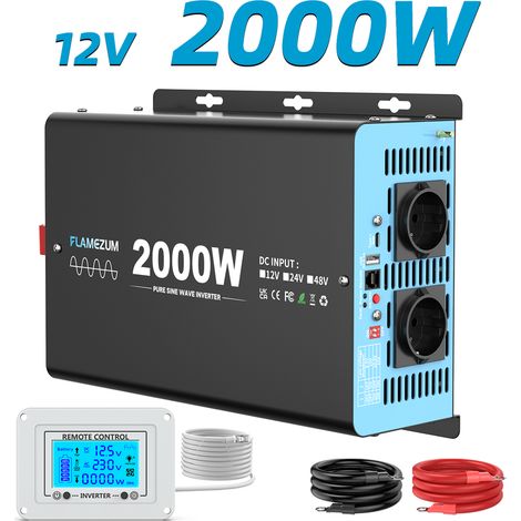 Spannungswandler 12V auf 230V – Reiner Sinus‑Wechselrichter 2000W Dauerleistung 4000W Spitzenleistung – Schutz vor Überhitzung und Kurzschluss (1/5)