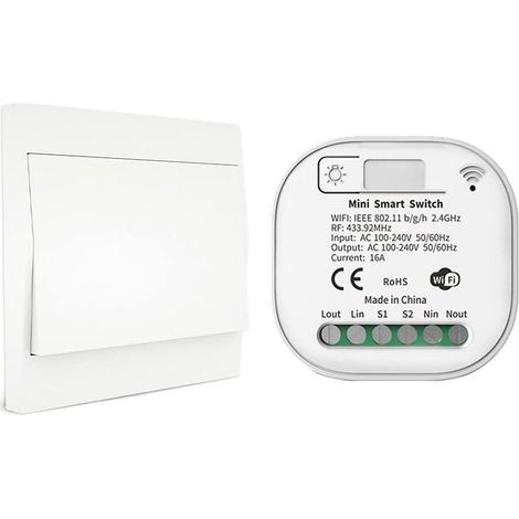 RF433 & WiFi Wireless Remote Control Light Switch, No Battery, Wiring, and Hub Required, Compatible with Alexa Google Home Tuya Smart Life App, 1 Switch 1 Receiver Kit (1/5)