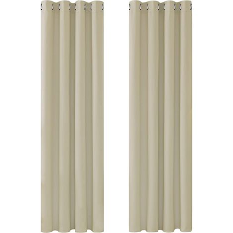 Thermal Insulated Blackout Curtains, Curtains for Living Room and Bedroom, Modern Grommet Design, 132x160 CM (Width x Height), Dark Beige, 2 Pieces (1/5)