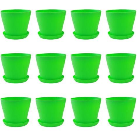 Un ensemble de 12 pots de fleurs/pots de plantation d'intérieur en plastique de taille moyenne de 20 cm (7,87 pouces) avec plateaux, adaptés à la plantation de semis de fleurs, conteneurs de jardinage (1/5)