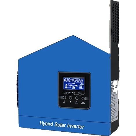 Inversor solar híbrido, potencia nominal de 3000 W, voltaje de batería de 24 V, corriente de carga máxima de 80 A, salida de onda sinusoidal pura, dimensiones 405 mm x 286 mm x 98 mm (1/5)