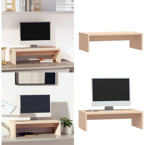 Soporte para monitor madera maciza de pino 50x27x15 cm - Soporte de madera - Monitor elevado