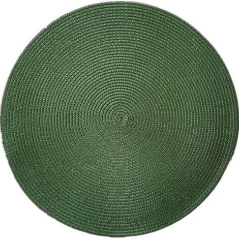 MINKUROW Set di 4 tappetini da tavolo rotondi intrecciati in PP lavabili e resistenti al calore 38 cm (Verde Scuro) (1/5)