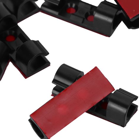 Lot de 20 serre-câbles auto-adhésifs, clips de fixation et attaches pour câbles, organisateur de bureau (noir) (1/5)