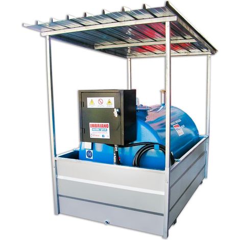 Serbatoio Carburante 1500 litri LM15 con Bacino di Contenimento Omologato con Tettoia
