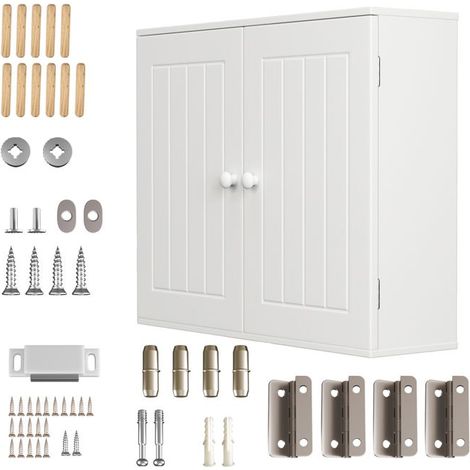 Wandschrank - DAYPLUS - Standardmodell - 1 verstellbares Regal - Weiß - wasserfestes MDF